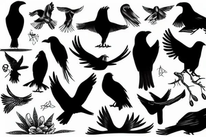 Black crow tattoo idea