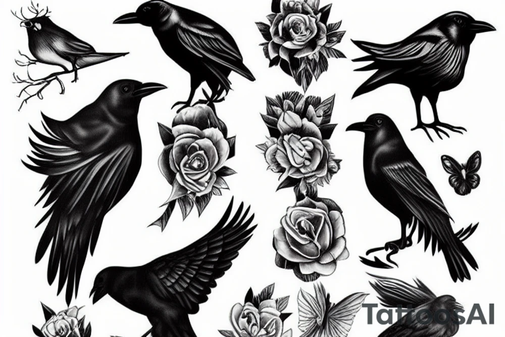 Black crow tattoo idea