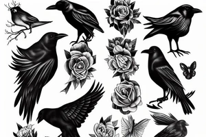 Black crow tattoo idea