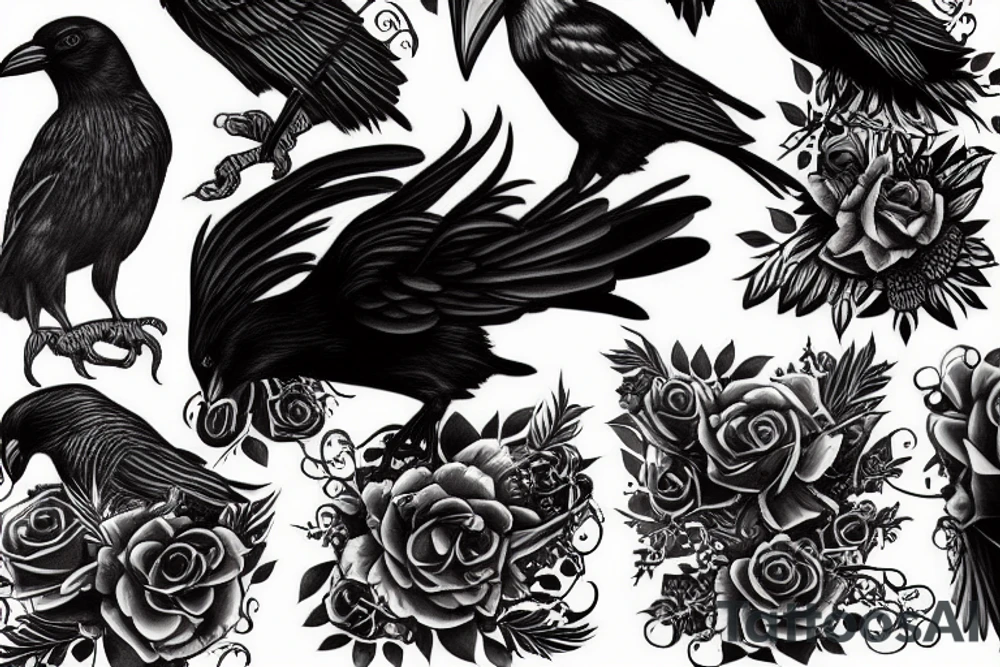 Black crow tattoo idea