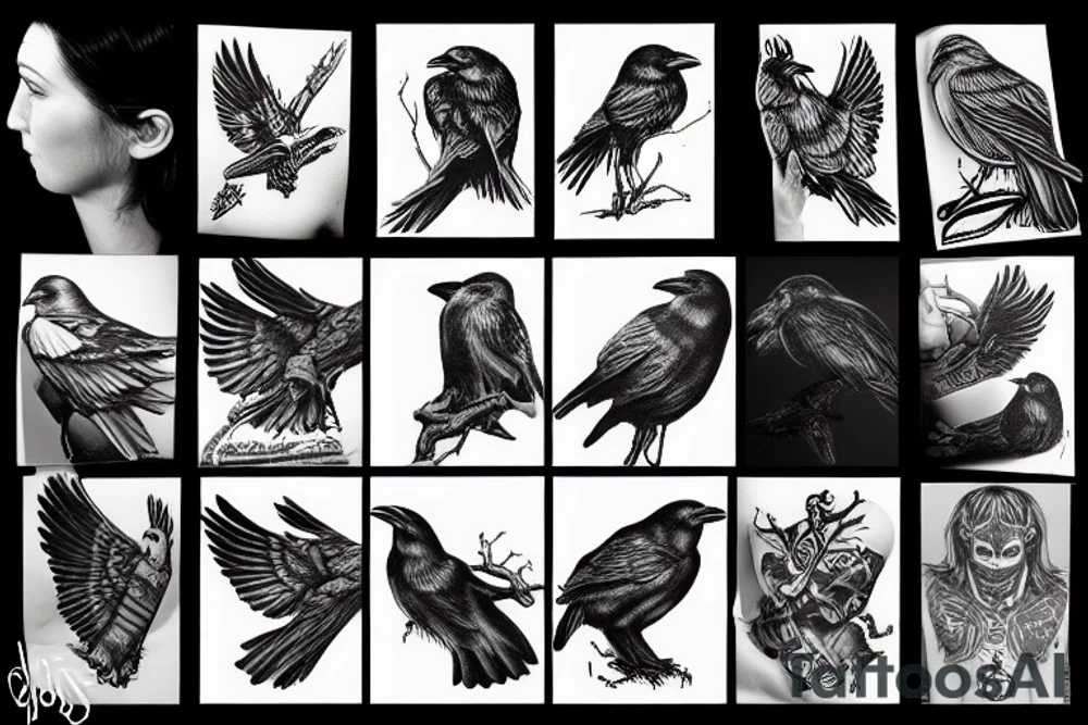 Black crow tattoo idea