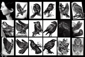 Black crow tattoo idea