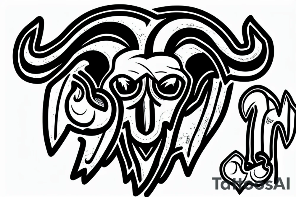 ram skull with heart and arrows tattoo idea