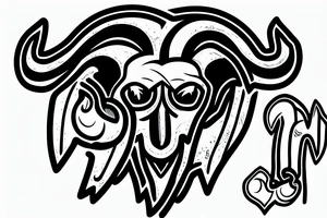 ram skull with heart and arrows tattoo idea