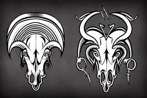ram skull with heart and arrows tattoo idea