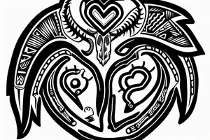 ram skull with heart and arrows tattoo idea