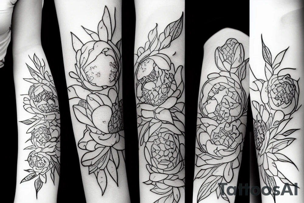 whale peony space love tattoo idea