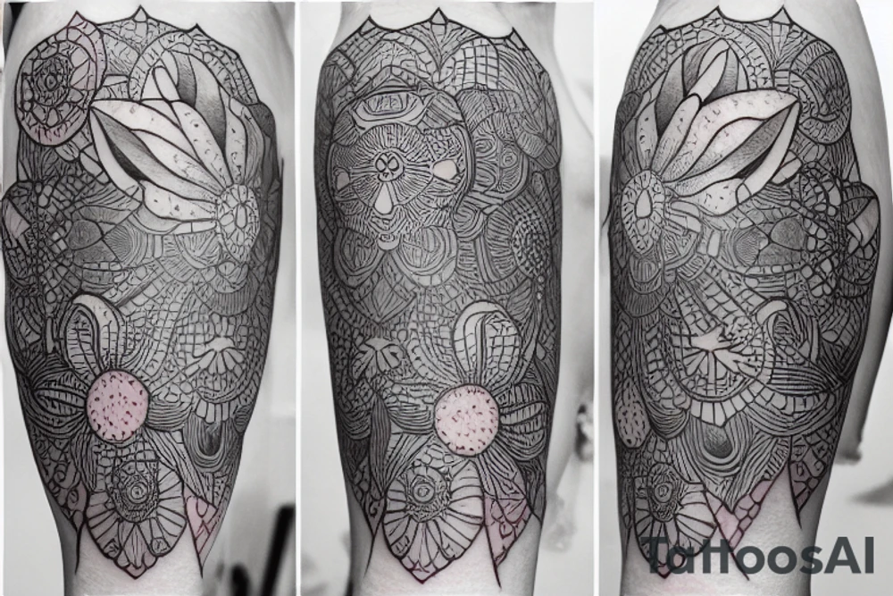 whale lotus cosmos flowers herbs mandala tattoo idea