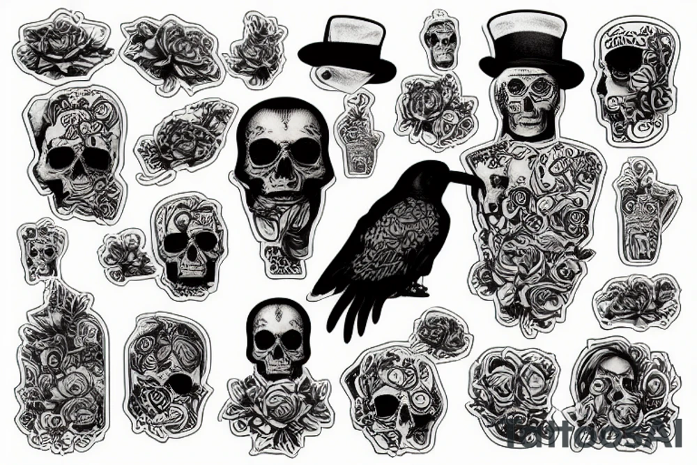 Cuervo sobre una estatua de mármol tattoo idea