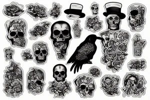 Cuervo sobre una estatua de mármol tattoo idea