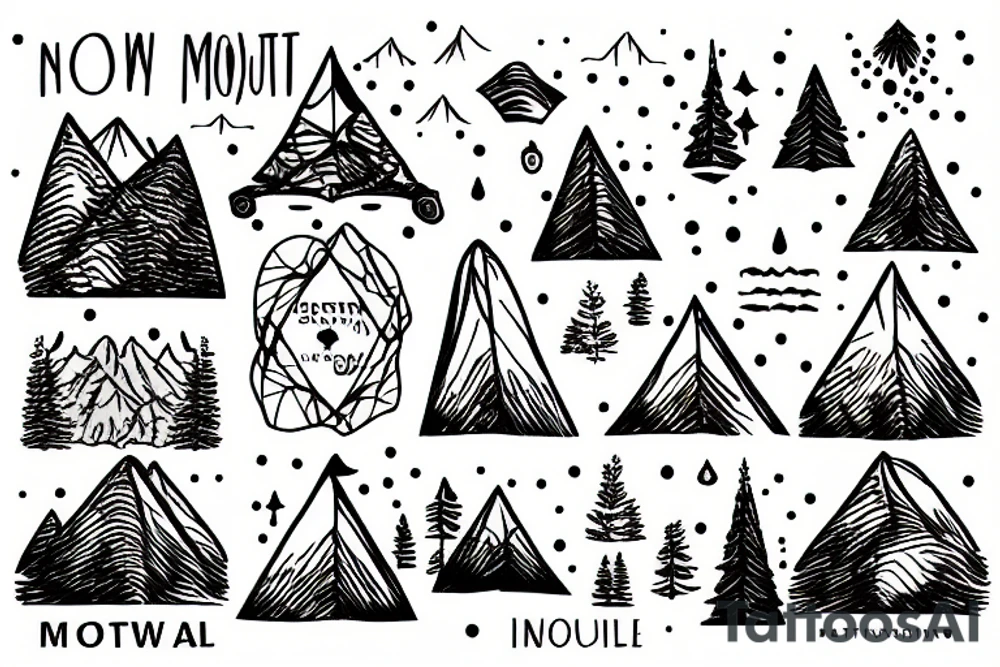 snowy mountain with a tent tattoo idea