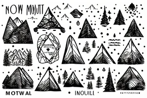 snowy mountain with a tent tattoo idea