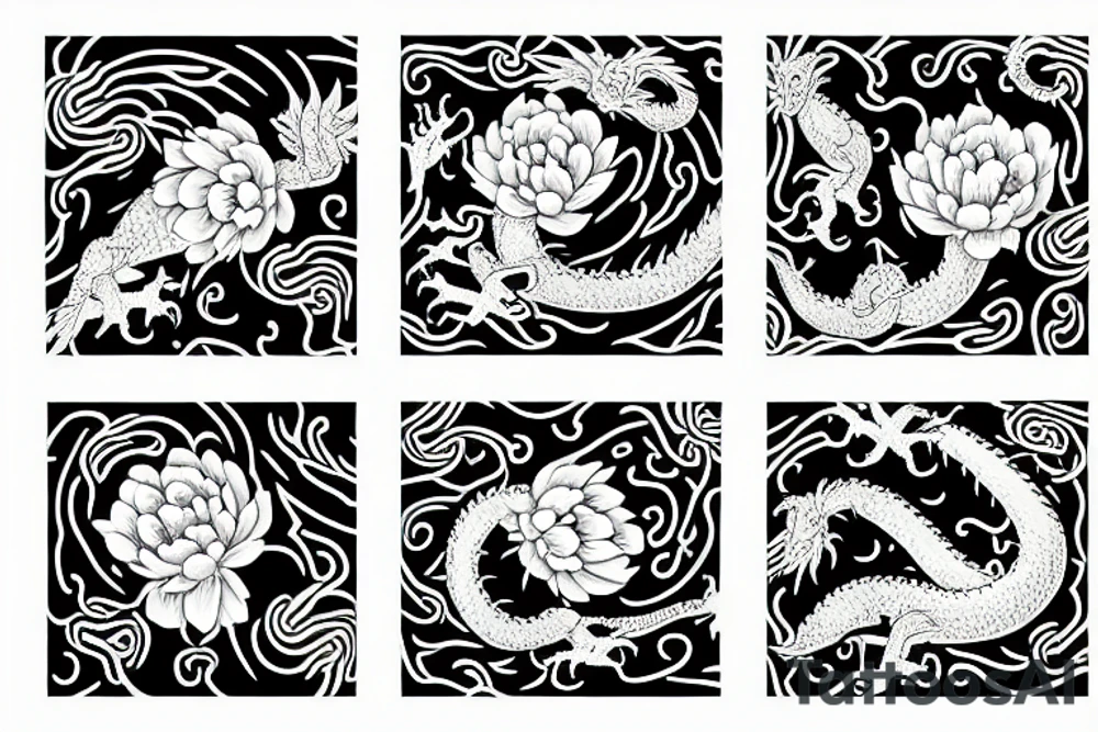 dragon peony tattoo idea