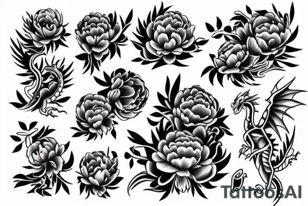 dragon peony tattoo idea