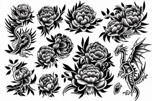 dragon peony tattoo idea