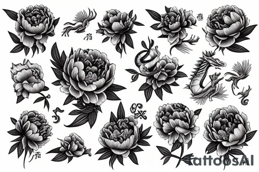 dragon peony tattoo idea