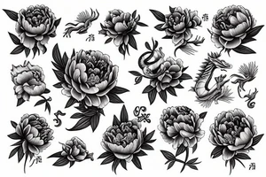 dragon peony tattoo idea
