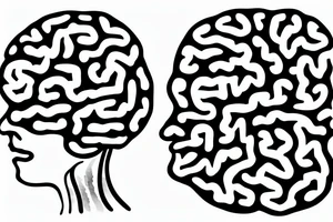 brain sliced in 2 parts, one with geometric shapes and other filled with watercolor tattoo idea
