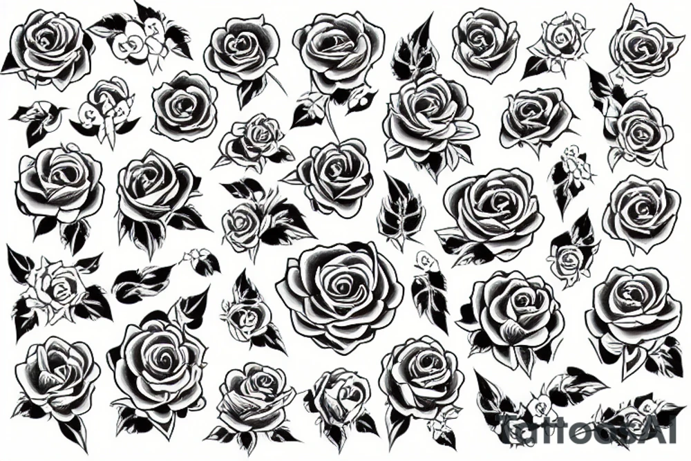 White rose in Japan style with knife tattoo idea