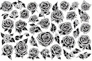 White rose in Japan style with knife tattoo idea