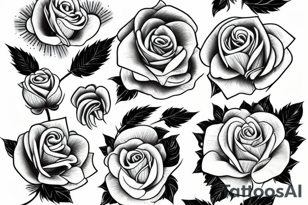 White rose in Japan style with knife tattoo idea