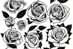 White rose in Japan style with knife tattoo idea