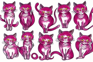 Red cat with purple rose tattoo idea