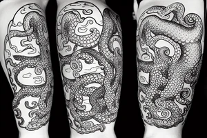Deep Sea Diver with an giant Octopus in the background tattoo idea