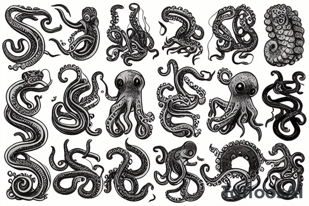 Deep Sea Diver with an giant Octopus in the background tattoo idea