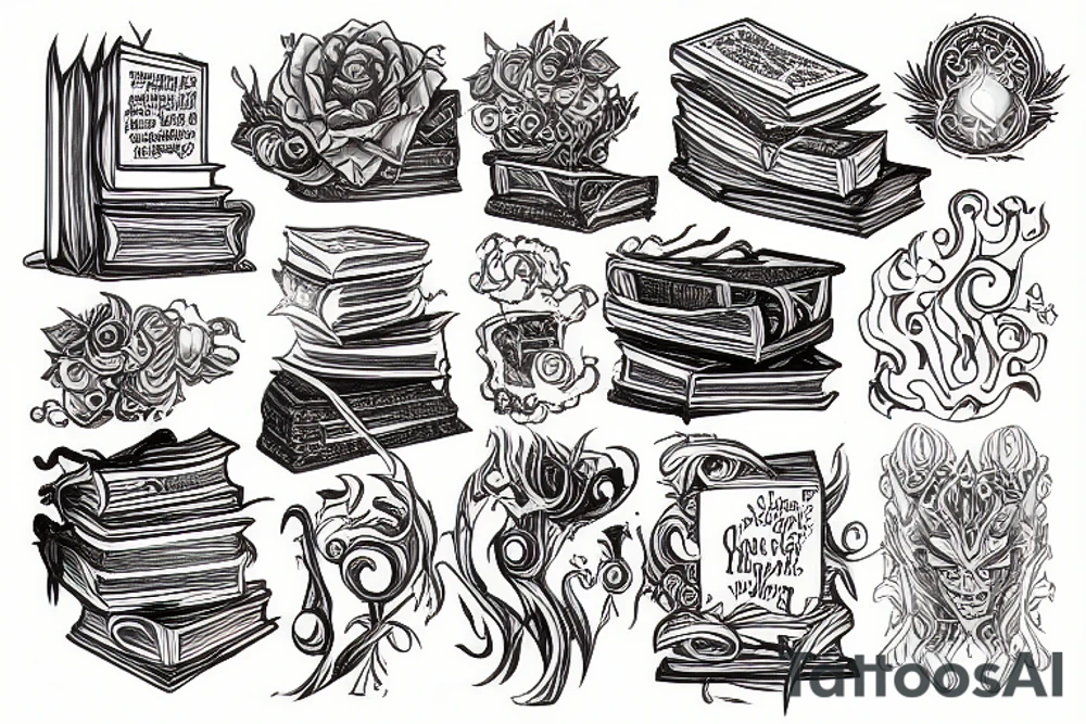 burning book tattoo idea