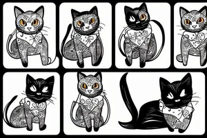 black cat in jaket tattoo idea