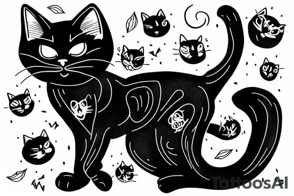 black cat in jaket tattoo idea