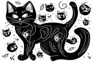 black cat in jaket tattoo idea