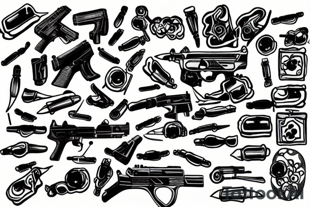 p90 with bullets tattoo idea