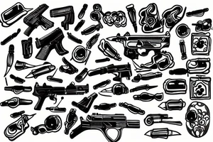p90 with bullets tattoo idea
