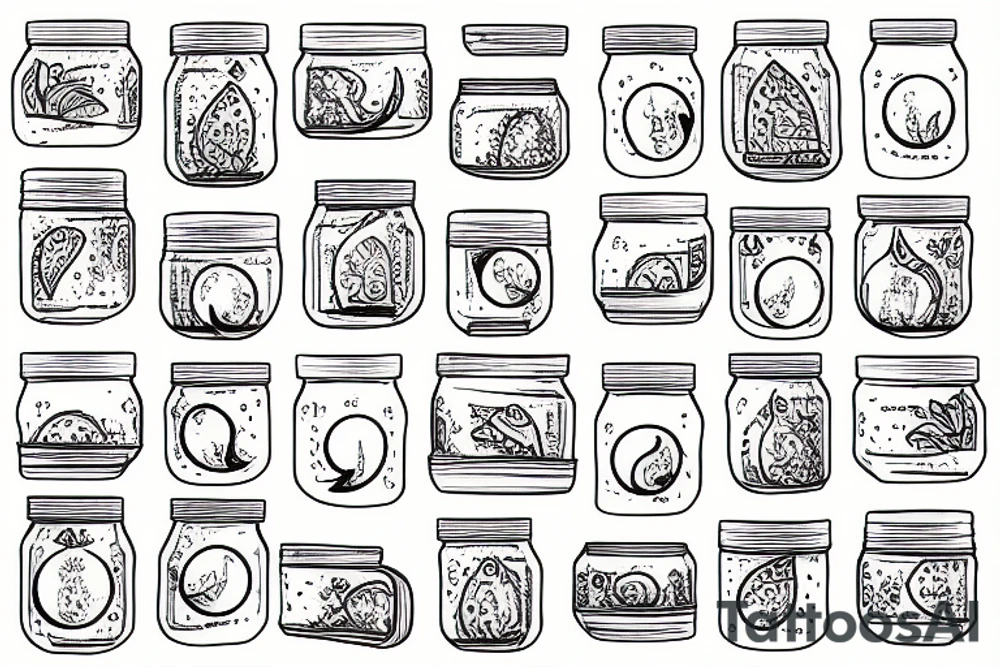 mason jar of water with the moon reflected in it tattoo idea