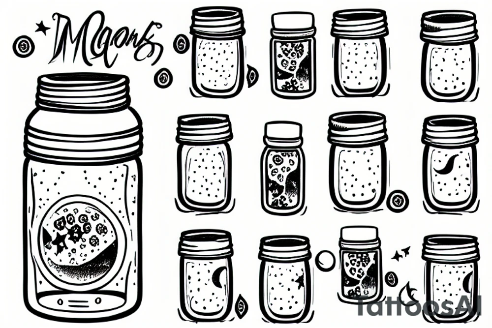 mason jar of water with the moon reflected in it tattoo idea