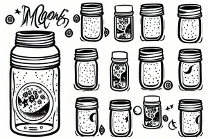 mason jar of water with the moon reflected in it tattoo idea