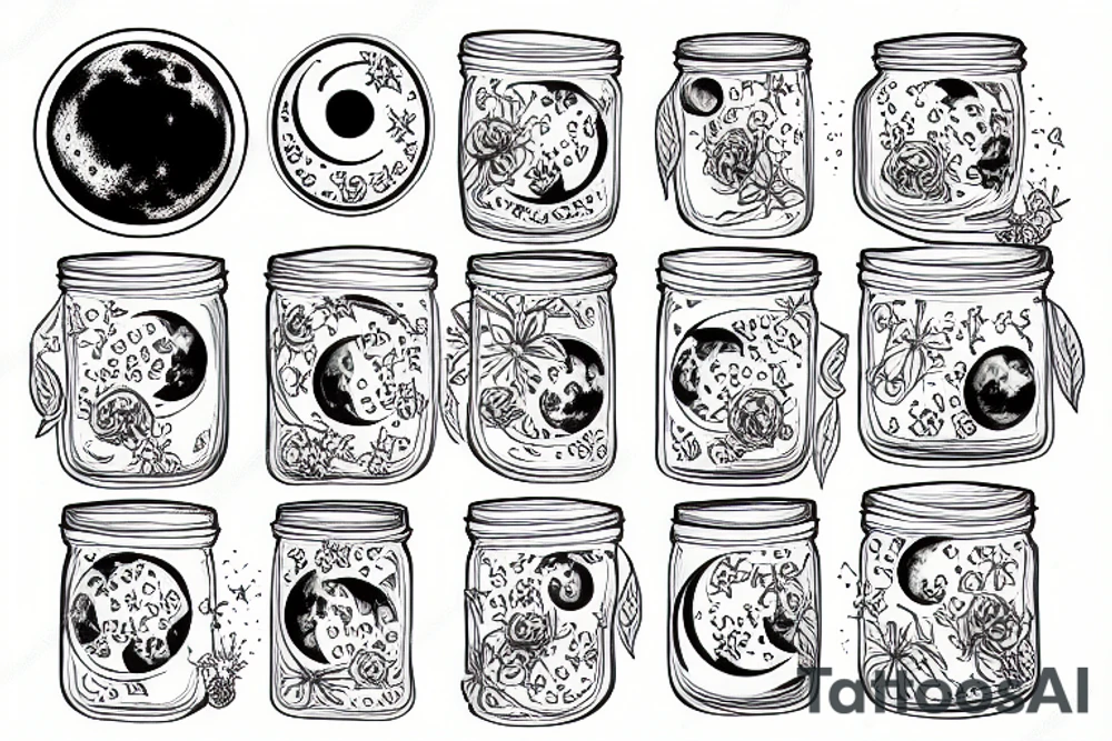 mason jar filled with the reflection of the moon on the water tattoo idea