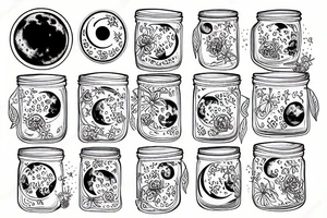 mason jar filled with the reflection of the moon on the water tattoo idea