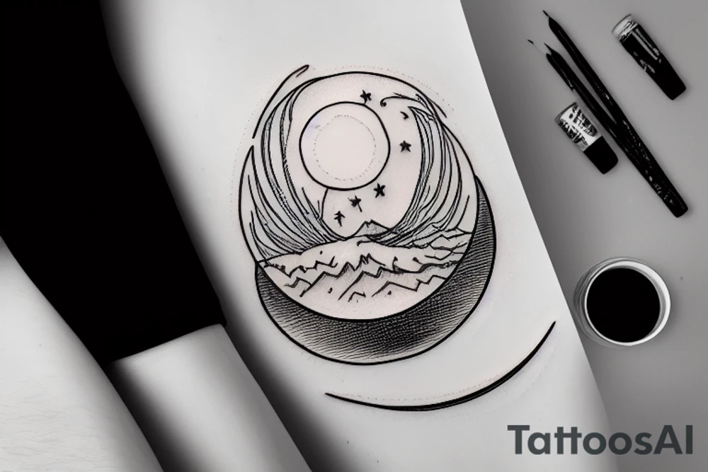 mason jar filled with the reflection of the moon on the water tattoo idea