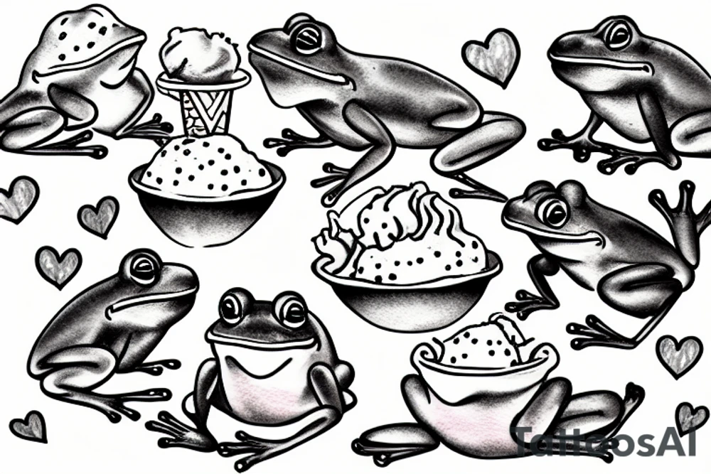 two frogs eating icecream tattoo idea