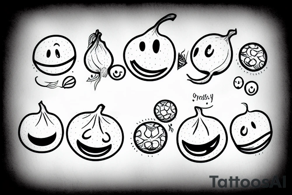 Onion with smiley face tattoo idea