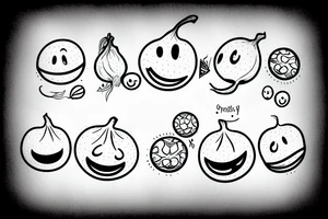 Onion with smiley face tattoo idea