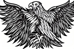 American eagle on shoulder with one wing on chest and other wing on back tattoo idea
