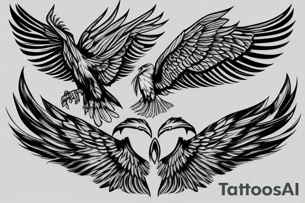 American eagle on shoulder with one wing on chest and other wing on back tattoo idea