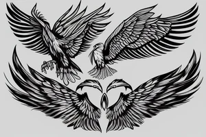 American eagle on shoulder with one wing on chest and other wing on back tattoo idea