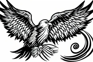 American eagle on shoulder with one wing on chest and other wing on back tattoo idea
