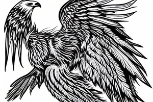 American eagle on shoulder with one wing on chest and other wing on back tattoo idea
