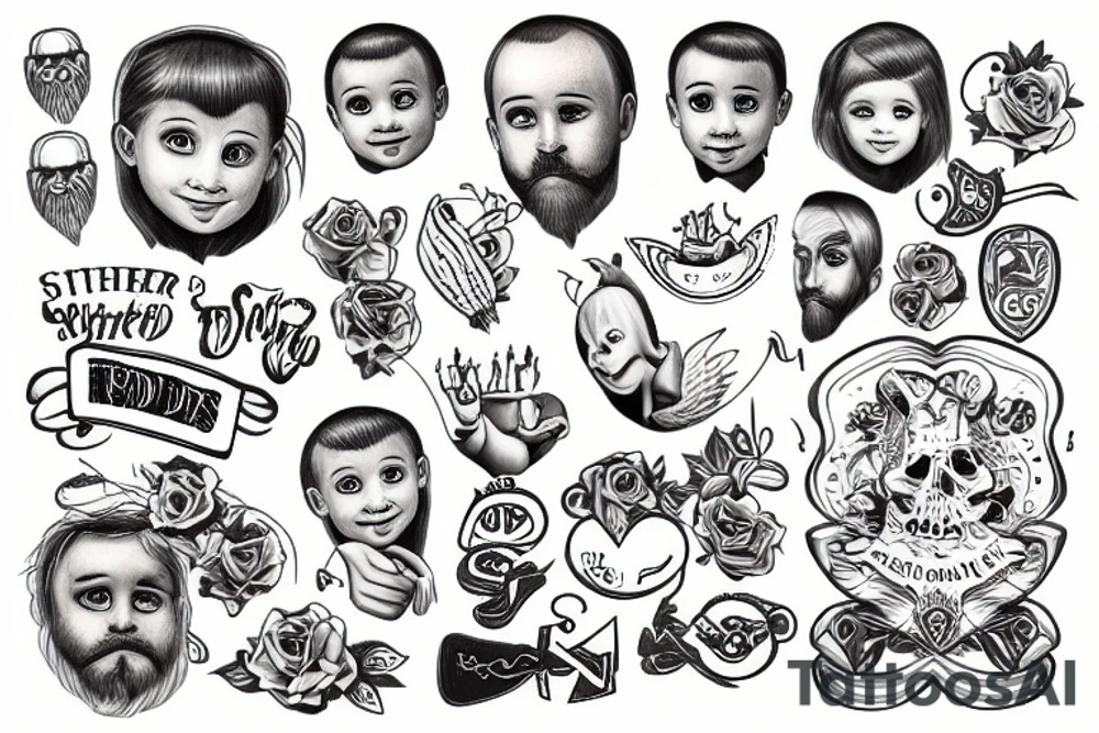father with children tattoo idea